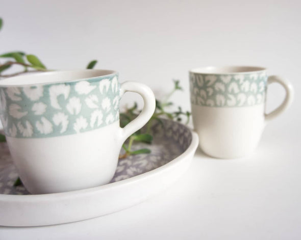 Tasses vert pastel porcelaine céramique artisanale colorée