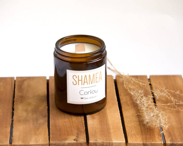 Bougie déco parfumée naturelle bois d'olivier fait-main made in France Shamea