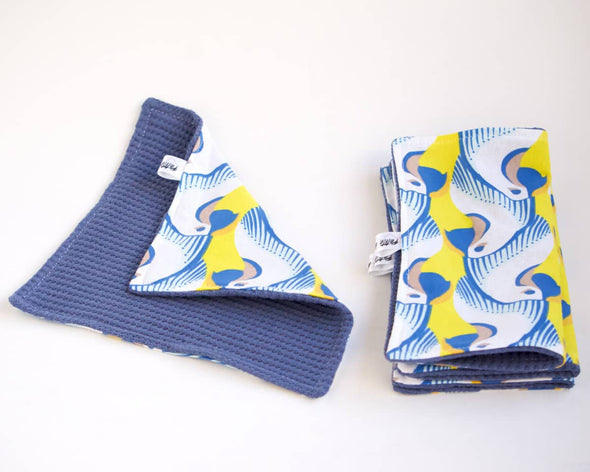 Serviettes en tissu réutilisables faites à la main pour décoration de table, jaunes et bleus