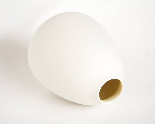 Vase céramique porcelaine soliflore blanc jaune - 12 cm