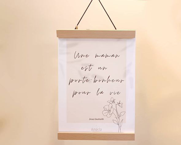 Idée cadeau pour la fête des mères affiche offerte citation avec porte affiche en bois