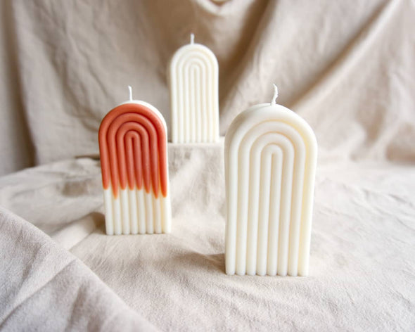 Bougie décorative tendance arche blanche artisanale naturelle et française