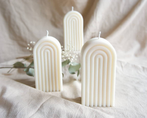 Bougie décorative originale chic arche blanche naturelle fait main