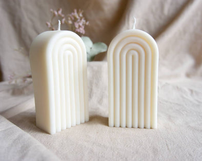 Bougie originale design artisanale arche blanche