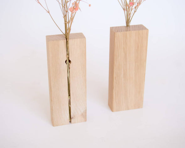 Soliflore en bois et bouquet fleurs séchées décoration murale artisanale