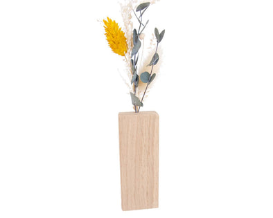 Cache-pot mural bois fleurs séchées jaune