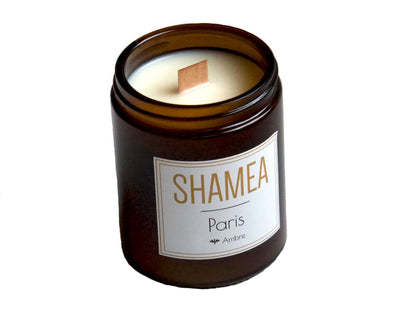 Bougie artisanale parfumée ambre élégante et originale Shamea
