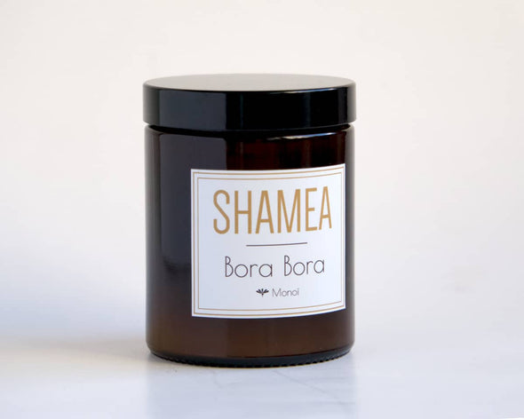 Bougie originale parfumée végétale et artisanale monoï créatrice Shamea