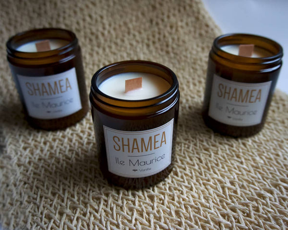 Bougie naturelle parfumée vanille décorative artisanale fait-main créatrice Shamea