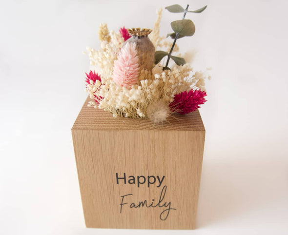 Cache-pot artisanal en bois made in France et fleurs séchées marque artisanale My Cosy Home