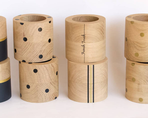 Collection de pots en bois ronds pour plantes originaux uniques fait-main