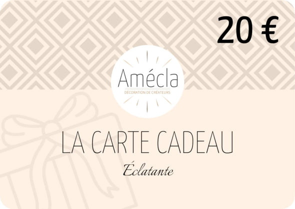 Carte cadeau de 20€ Amécla boutique en ligne de décoration