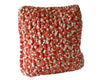 Coussin fait main en crochet rouille blanc décoratif par la créatrice Patate Studio
