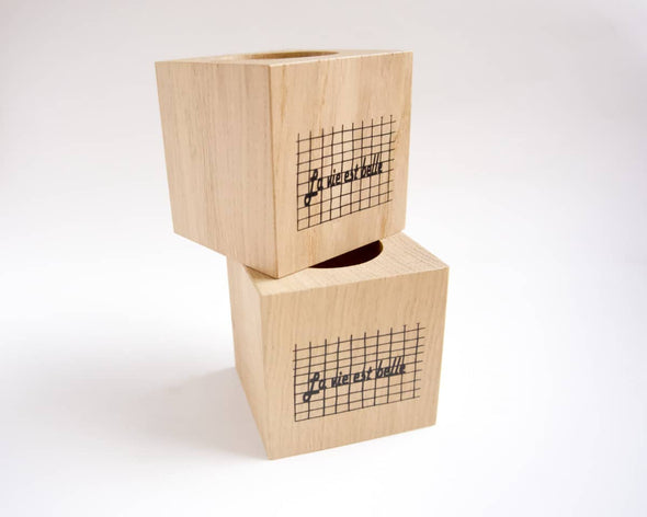 Cache-pots originaux en bois cubes La vie est belle fabriqués artisanalement My Cosy Home