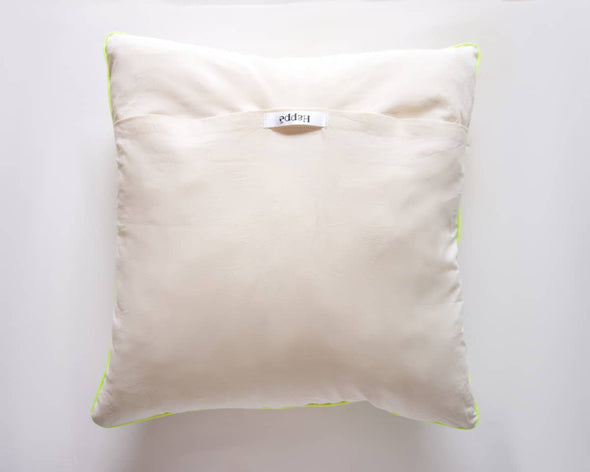 Housse de coussin artisanale déco unique verso écru fait-main créatrice Happé