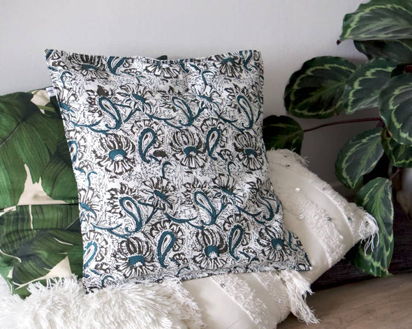 Housse de coussin décoration d'intérieur de créatrice imprimé floral original