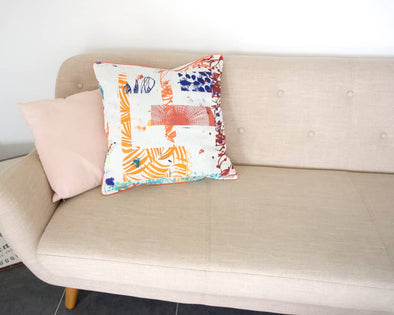 Housse pour coussin de canapé originale décoration salon unique made in France marque Happé