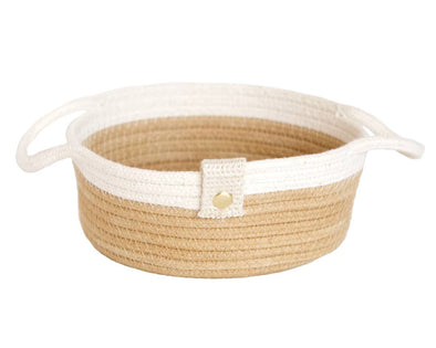 Corbeille panier de rangement beige avec anses