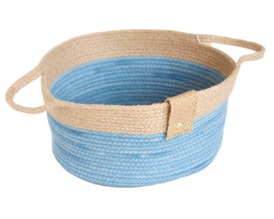 Panier de rangement en jute bleu indigo