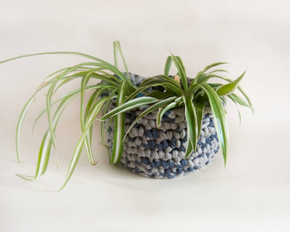 Panier décoration cache pot artisanal en crochet
