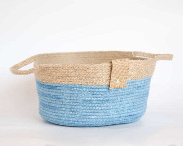 Panier de rangement en jute bleu indigo