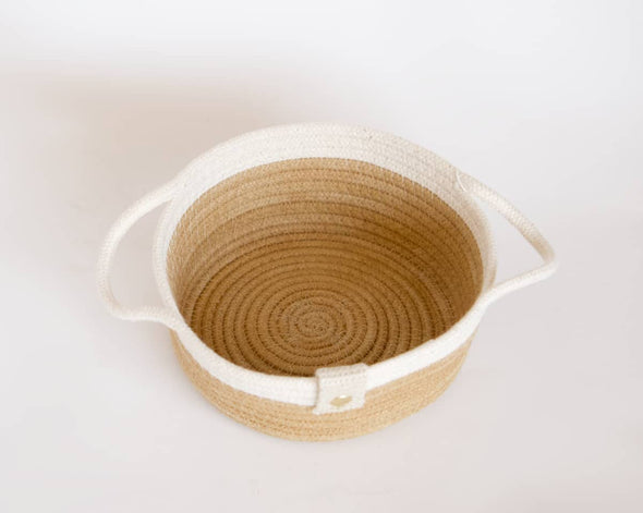 Corbeille panier de rangement beige avec anses
