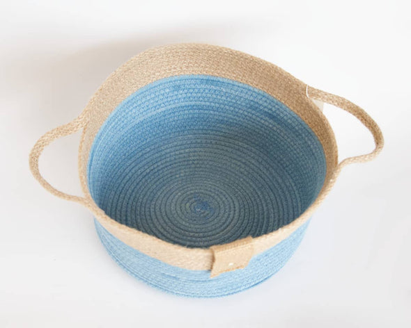 Panier de rangement en jute bleu indigo