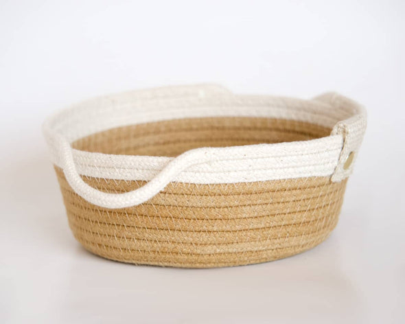 Corbeille panier de rangement beige avec anses
