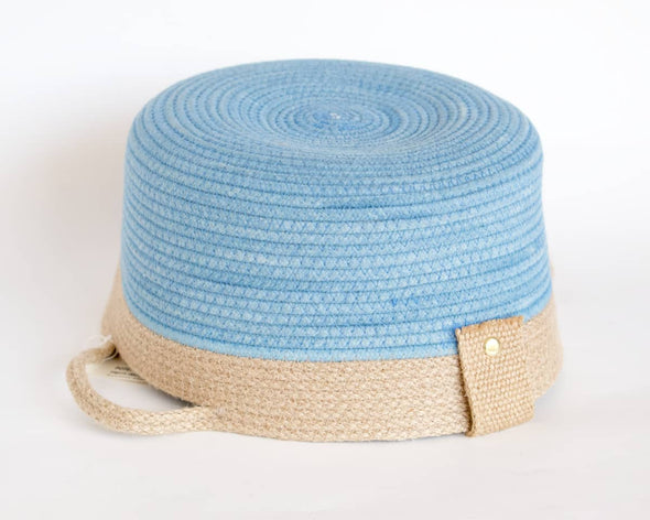 Panier de rangement en jute bleu indigo