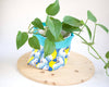 Panier en tissu fait-main pour cache-pot plantes déco originale couleurs vives imprimé tropical perroquets