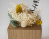 Pot bois fait main et fleurs séchées naturelles bleu clair jaune My Cosy Home