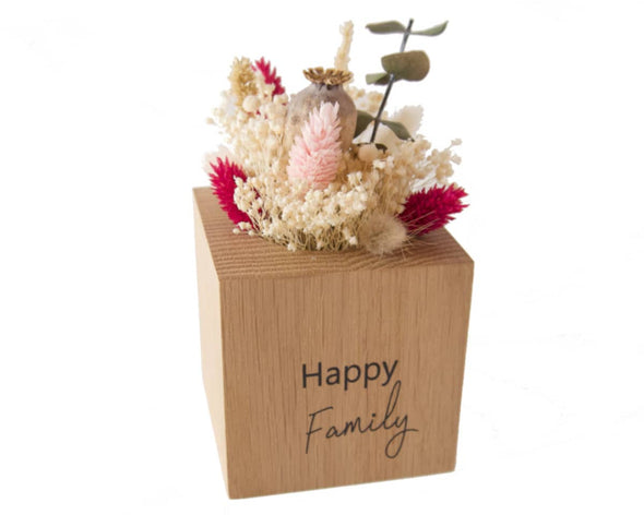 Cache-pot bois fleurs séchées roses fait main My Cosy Home