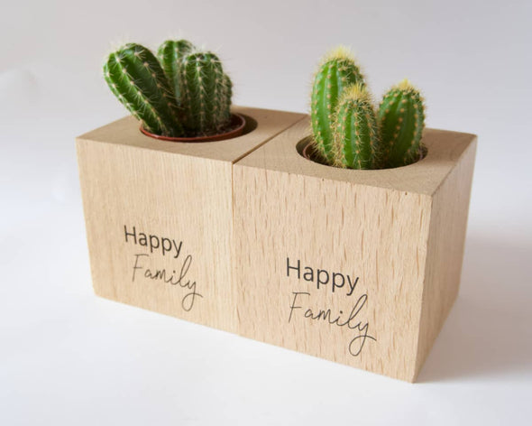 cache-pots et cactus naturels bois artisanaux créatrice My Cosy Home