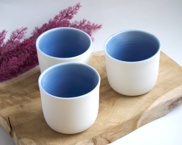 Tasses fait-main made in France bleues et blanches