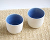 Petites coupelles intérieur bleu orage extérieur blanc 