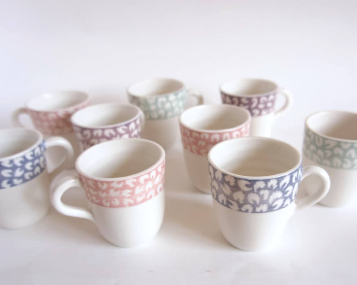 Tasses à café en porcelaine fait main style floral – Amécla