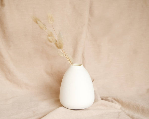 Vase céramique porcelaine soliflore blanc jaune - 12 cm