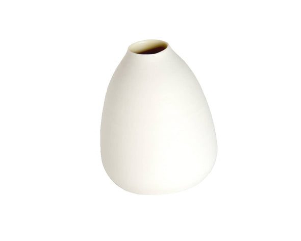 Vase céramique porcelaine soliflore blanc jaune - 12 cm