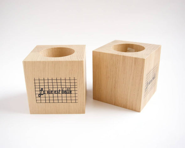 Cache-pots bois intérieur carré cube fait-main en France La vie est belle