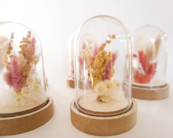 Cloche fleurie déco tendance originale rose jaune artisanale et made in France