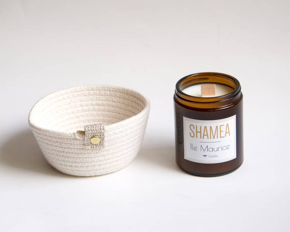 Coupelle déco fait-main et bougie cire de soja artisanale vanille pour idée cadeau fête des mères