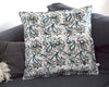 Déco salon coussin de canapé carré motif floral vert et marron unique original Petite Marie Créatrice