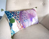 Housse de coussin déco design violette imprimée fait-main made in France happé