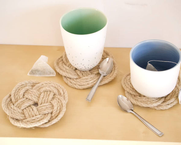 Décoration dessous de verre naturels en cordes de chanvre pour dessous de tasses ou de dessous de mugs