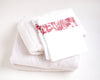 Gants de toilette blanc et rouge avec linge de bain pour décoration de salle de bain unique