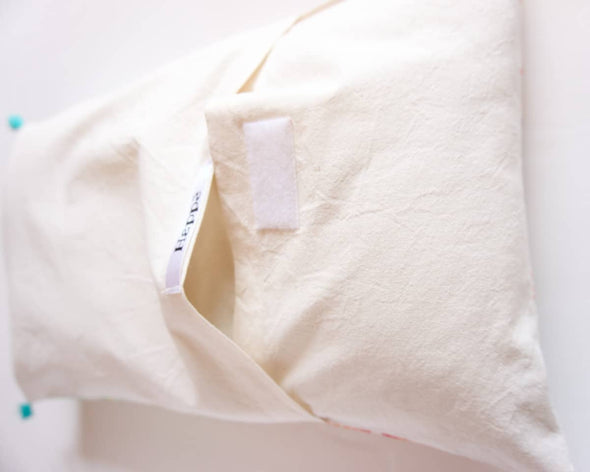 Housse de coussin rectangulaire verso écru zoom fermeture par scratch