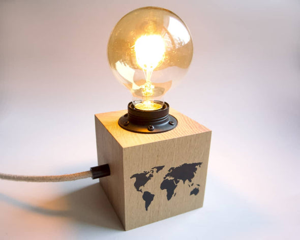 Lampe à poser Monde en bois made in France et artisanale lumière d'ambiance moderne My Cosy Home