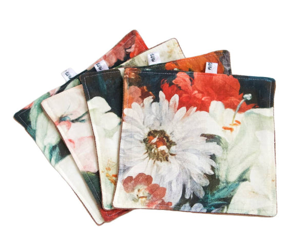 Serviettes de table en tissu lot de 4 zéro déchet fait-main et made in France imprimé floral Petite Marie Créatrice