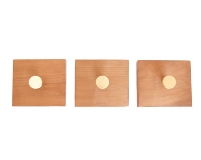 Lot de 3 patères murales bois