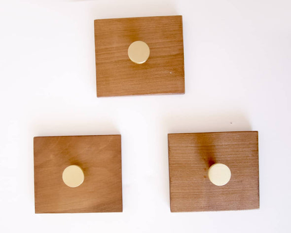 Lot de 3 patères murales bois